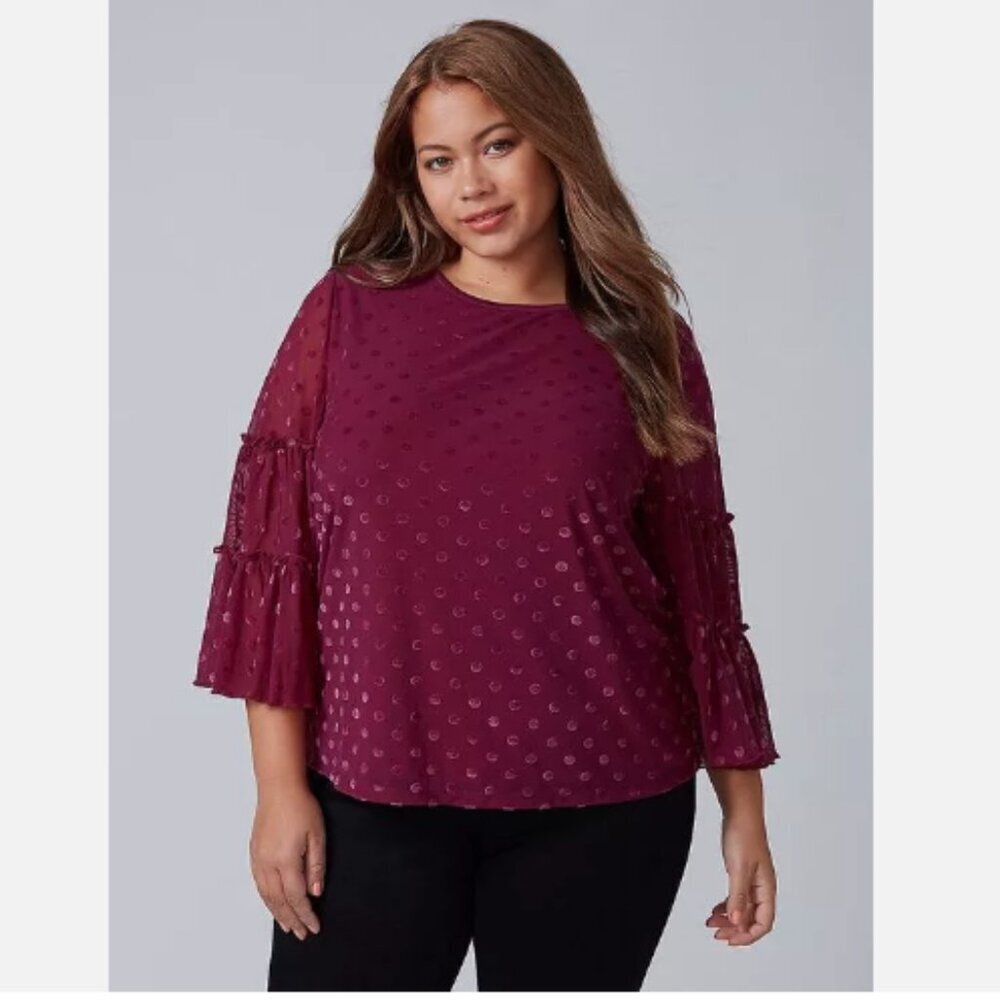Lane Bryant Swiss Dot Blouse